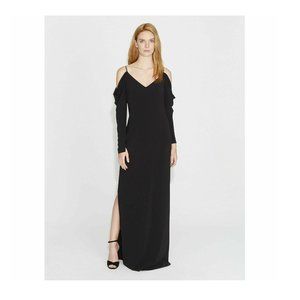 Cold Shoulder Draped Sleeve Crepe Gown - Size 10